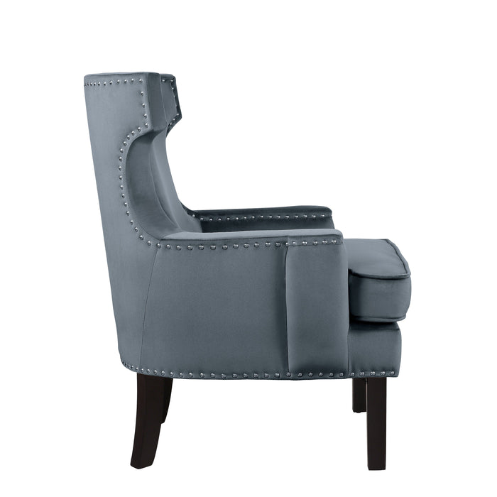 Lapis Gray Velvet Accent Chair