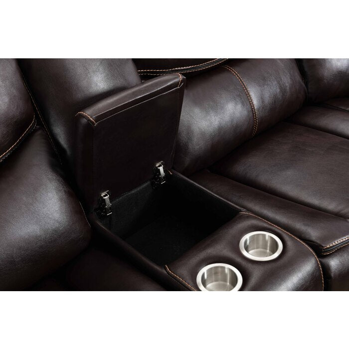 BROWN Faux Leather Modular Recliner Sectional Sofa w/ Power & USB-8001