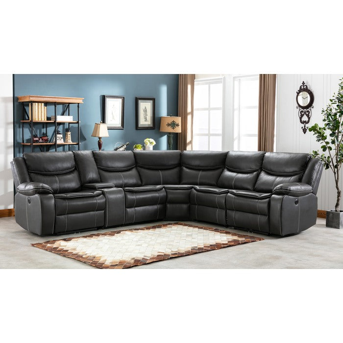 GRAY Faux Leather Modular Recliner Sectional Sofa w/ Power & USB-8002