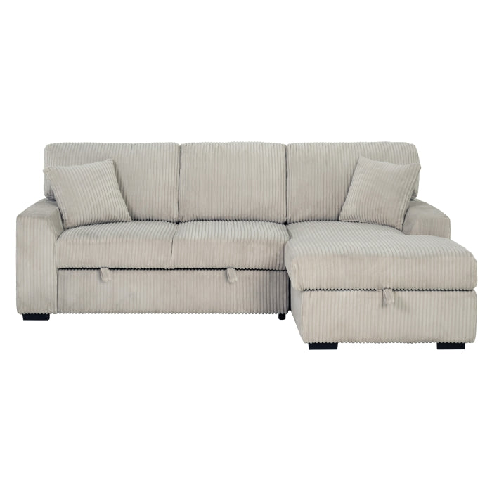 TAUPE Fabric RHF Pull Out Sectional Sofa & Storage-8012