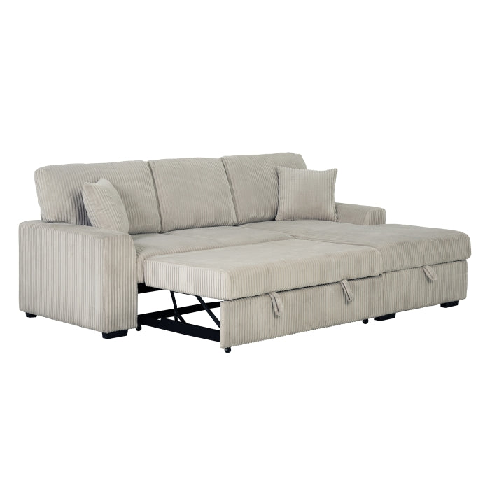 TAUPE Fabric RHF Pull Out Sectional Sofa & Storage-8012