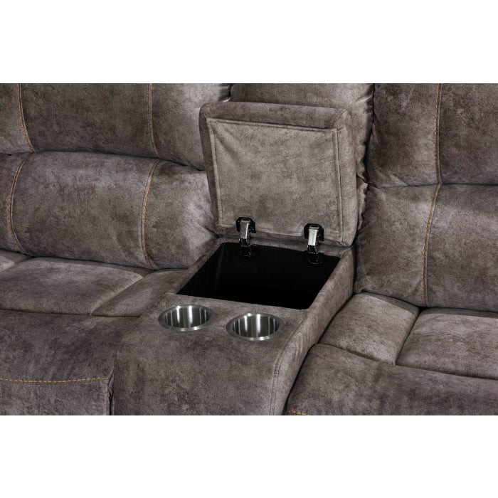 BROWN Velvet Power Modular Recliner Sectional Sofa w/ USB-8018