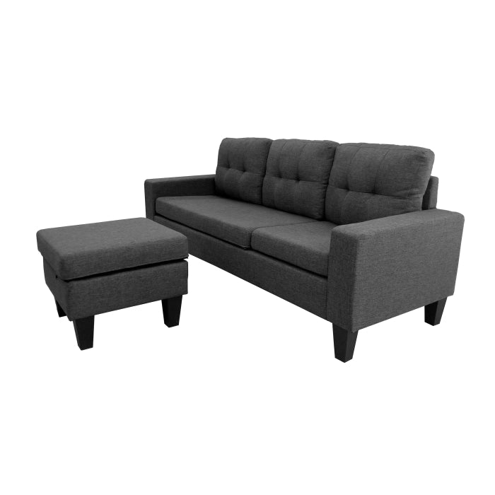 CHARCOAL Fabric Tufted Back Reversible Sectional-8023-CHA