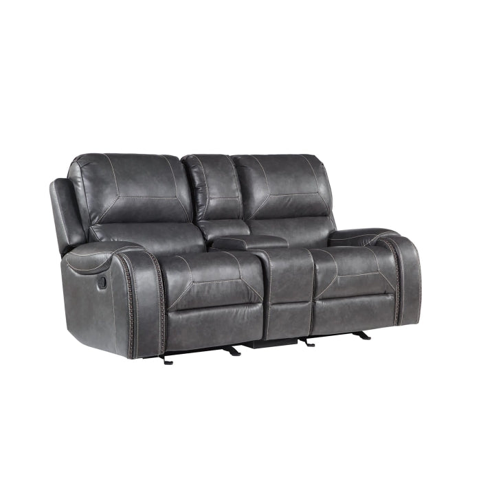 3-Piece Manual Recliner Rocking Sofa Set with USB - Gray