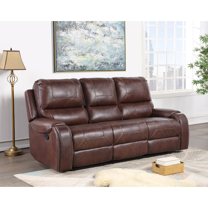 3-Piece Manual Recliner Rocking Sofa Set with USB - Brown