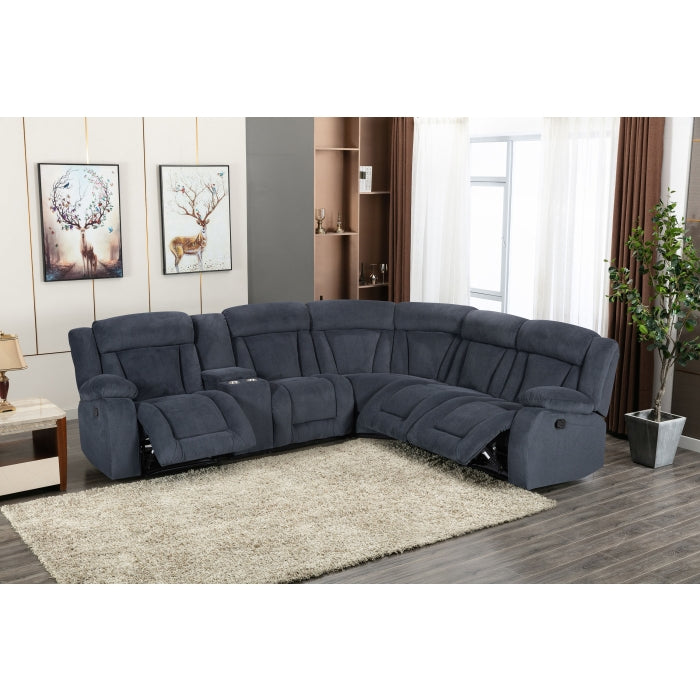 DARK GRAY Fabric Modular Recliner Sectional Sofa w/ Manual Recliner-8039