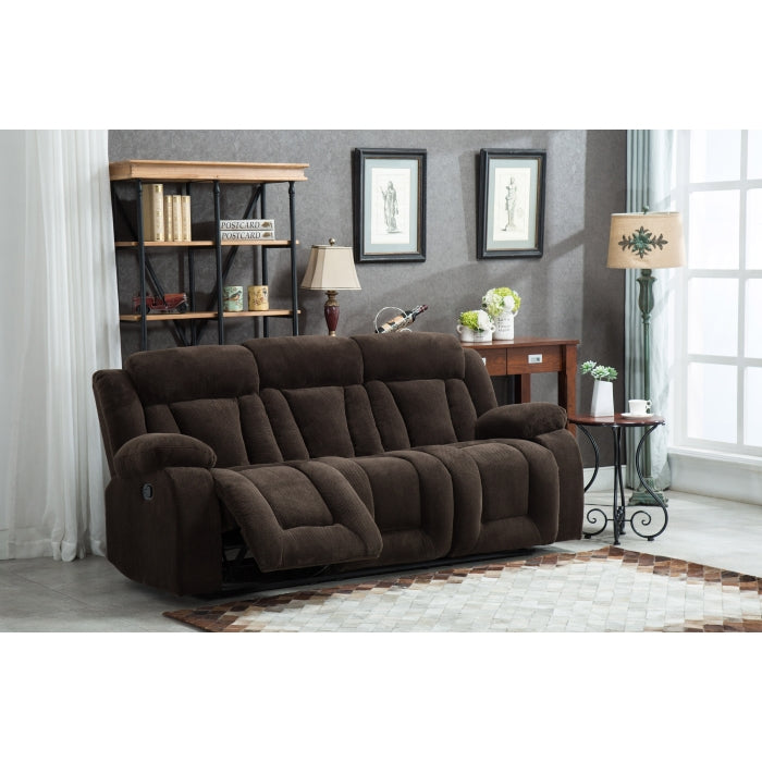 2-Piece Dark Brown Fabric Manual Reclining Sofa Set