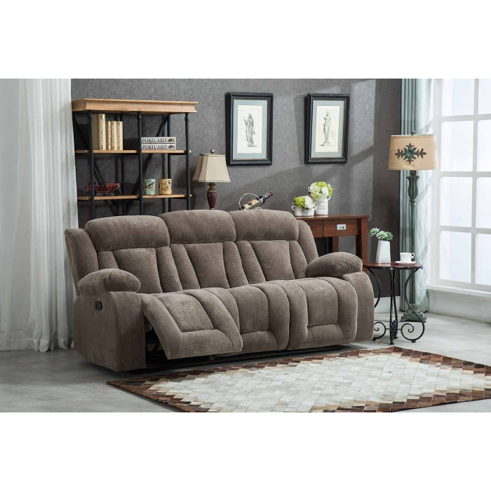 2-Piece Tan Fabric Manual Reclining Sofa Set