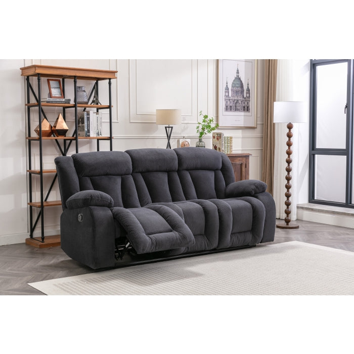 2-Piece Dark Gray Fabric Manual Reclining Sofa Set