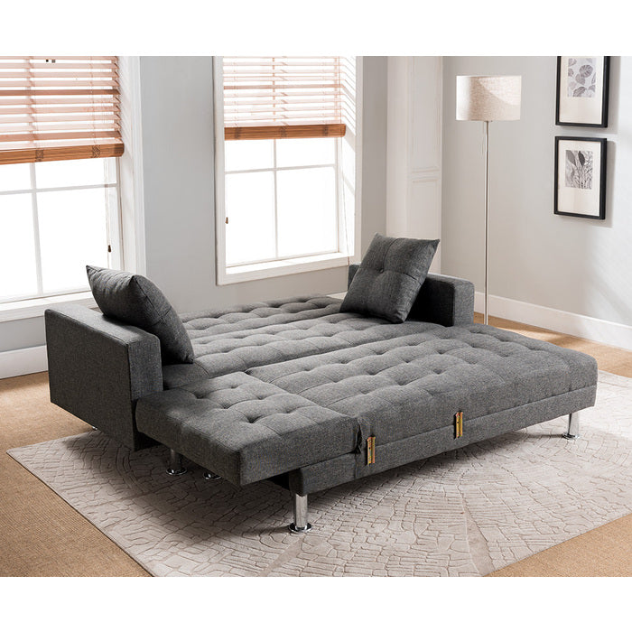 GRAY Tufted Fabric Reversible Sectional Sofa Bed-8056