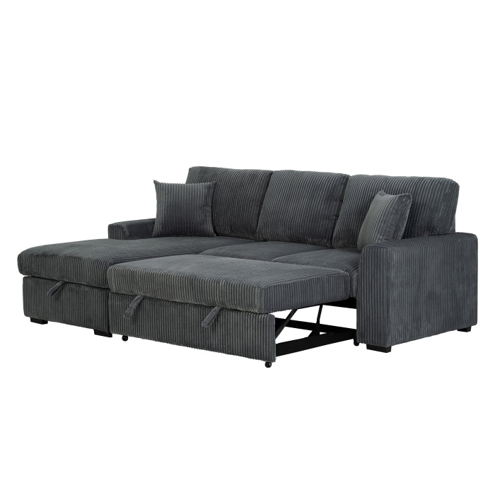 DARK GRAY Fabric LHF Pull Out Sectional Sofa & Storage-8060