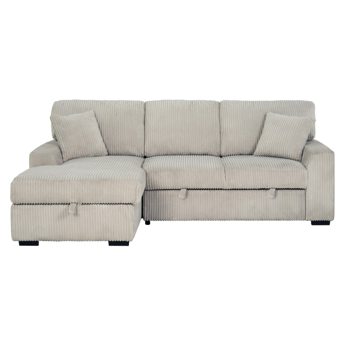 TAUPE Fabric LHF Pull Out Sectional Sofa & Storage-8061