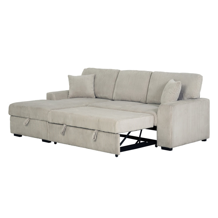 TAUPE Fabric LHF Pull Out Sectional Sofa & Storage-8061