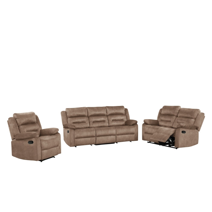 3-Piece Tan Fabric Manual Reclining Sofa Set