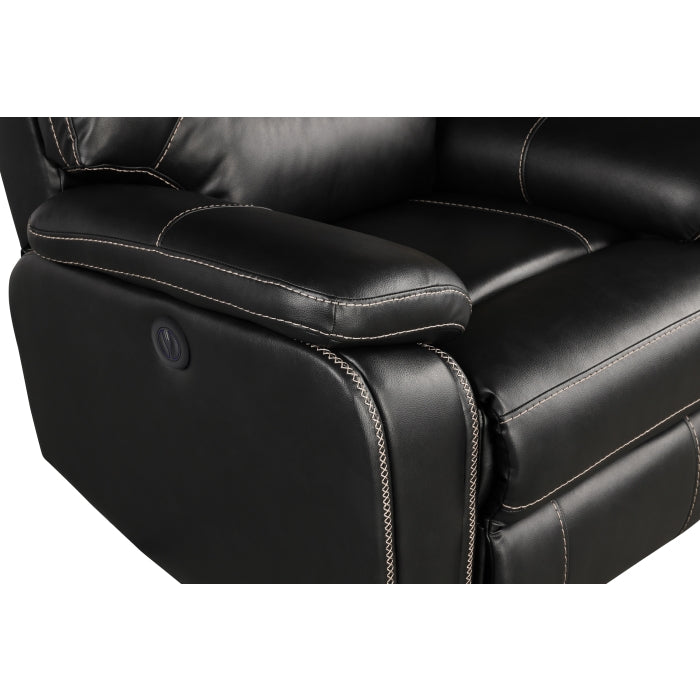 3-Piece Black Breathable Air Leather Plainjane Power Recliners with USB - Sofa Set