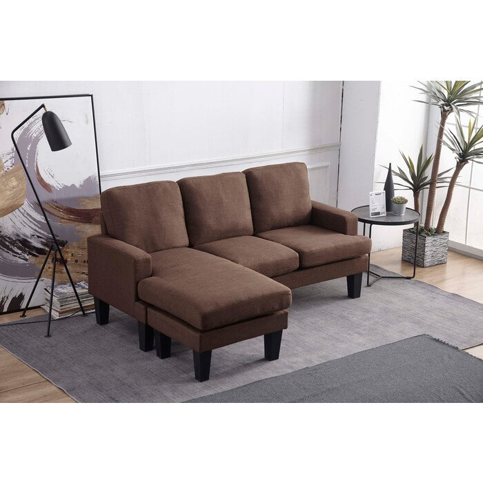 BROWN Fabric Reversible Basic Sectional Sofa
                    -8163