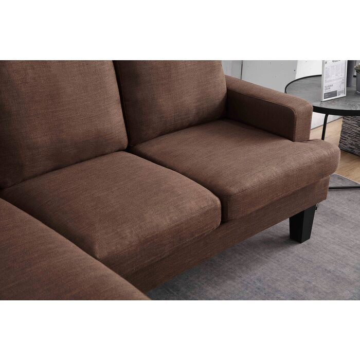 BROWN Fabric Reversible Basic Sectional Sofa
                    -8163