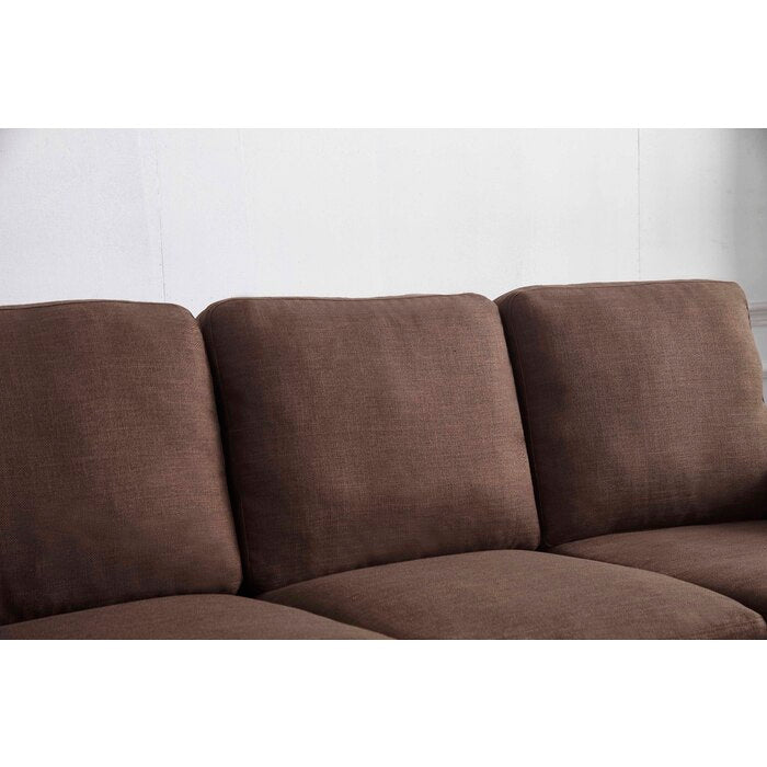 BROWN Fabric Reversible Basic Sectional Sofa
                    -8163