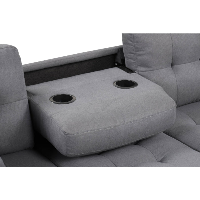 DARK GRAY Fabric Reversible Sectional Sofa & Ottoman w/ Throw Pillows
                    -8166