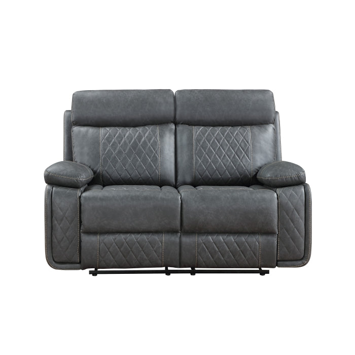 3-Piece Dark Gray Breathable Air Leather Diamondback Power Reclining Sofa Set with USB