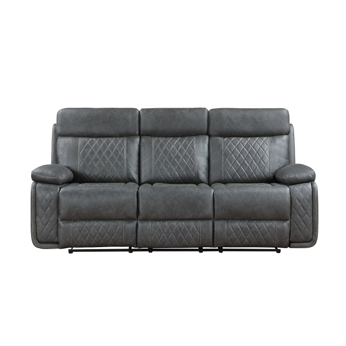 3-Piece Dark Gray Breathable Air Leather Diamondback Power Reclining Sofa Set with USB