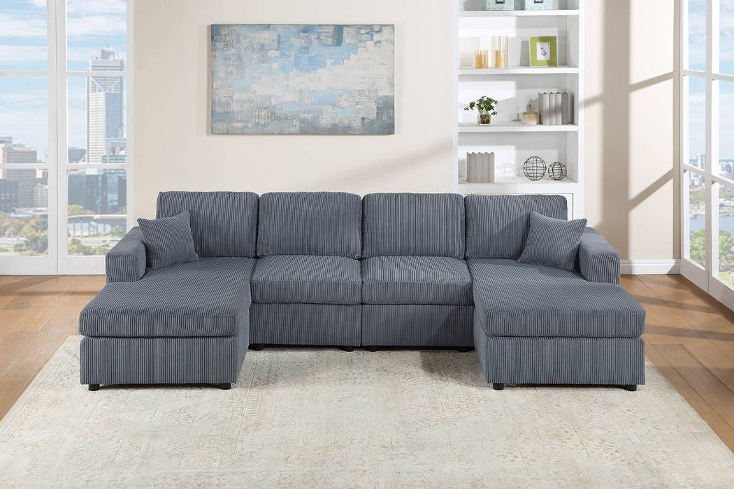 Sectional Sofa with Chaise & Armless Chairs - Dark Gray