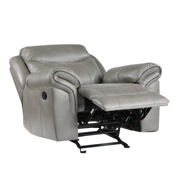 Aram Gray Faux Leather Glider Reclining Chair