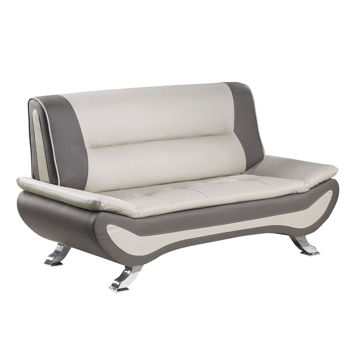 Veloce Beige/Gray Faux Leather Loveseat