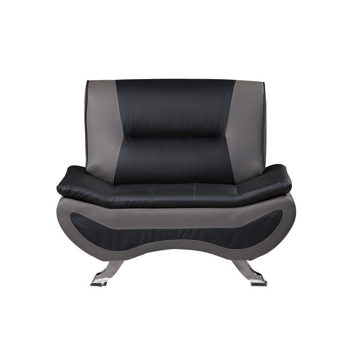 Veloce Black/Gray Faux Leather Chair