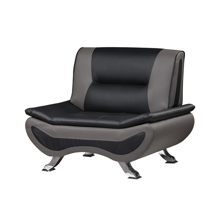 Veloce Black/Gray Faux Leather Chair