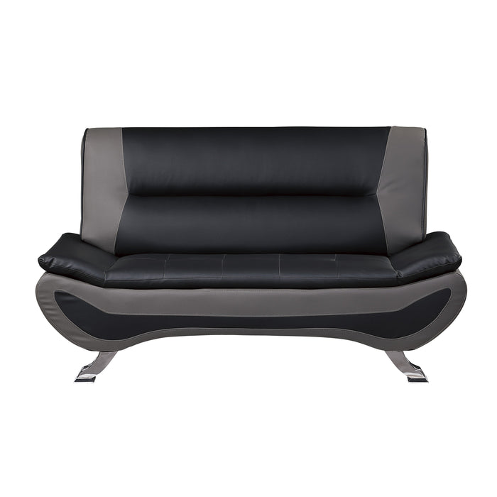 Veloce Black/Gray Faux Leather Loveseat