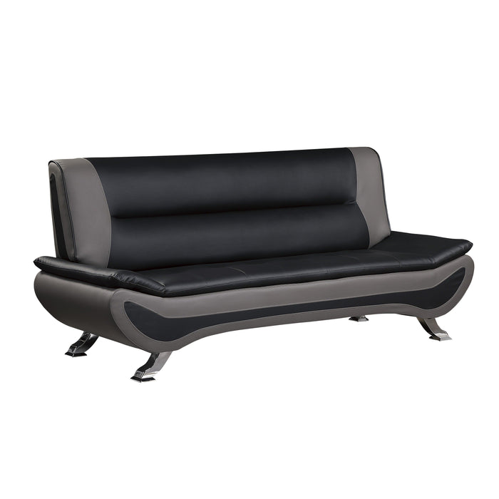 Veloce Black/Gray Faux Leather Sofa