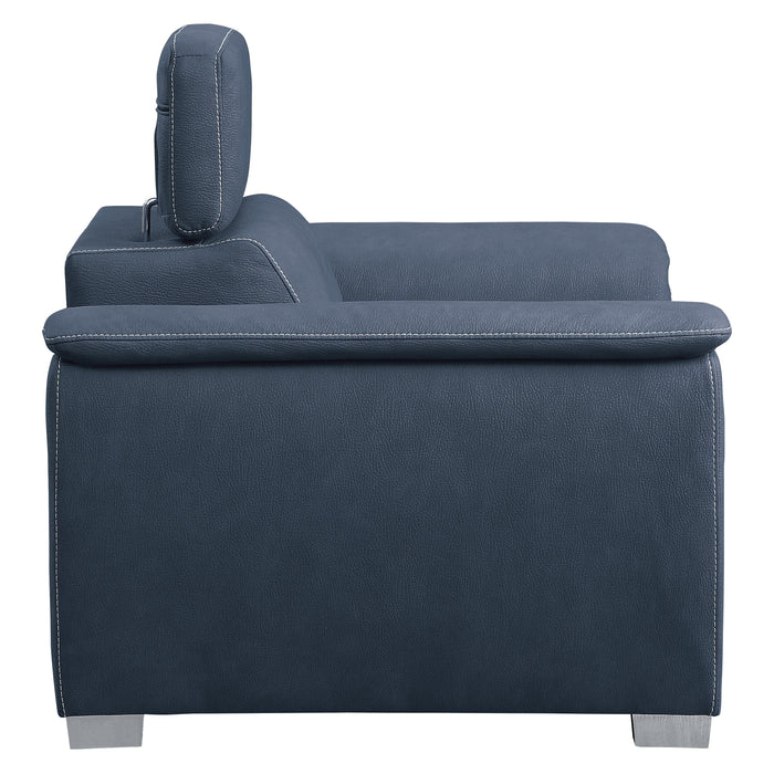 Ferriday Blue Chair with Pull-out Ottoman