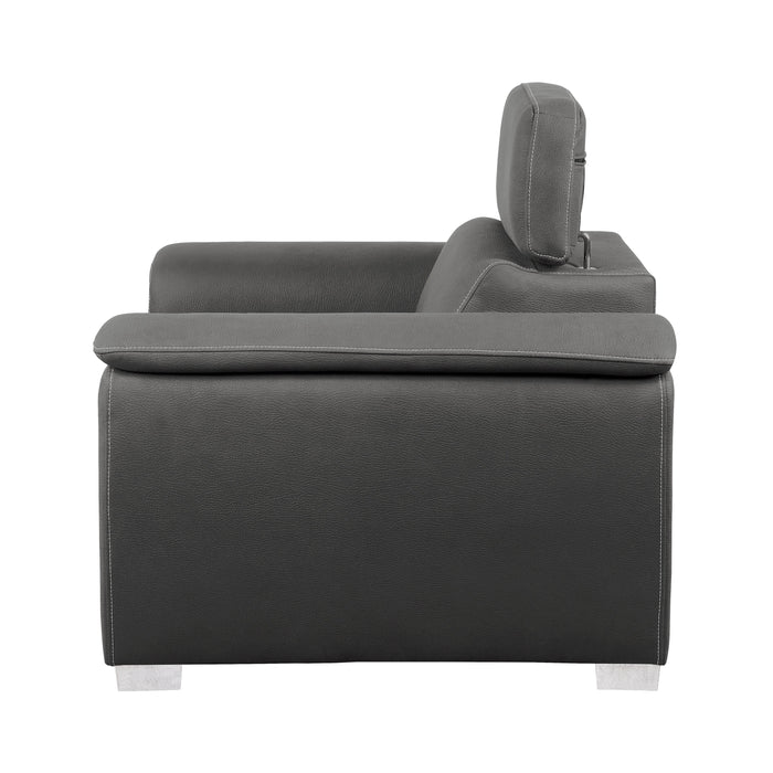 Ferriday Gray Chair with Pull-out Ottoman