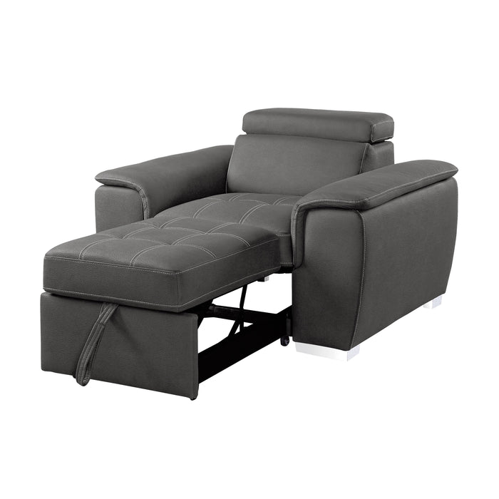 Ferriday Gray Chair with Pull-out Ottoman