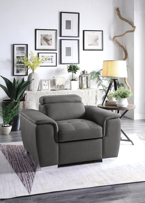 Ferriday Gray Chair with Pull-out Ottoman