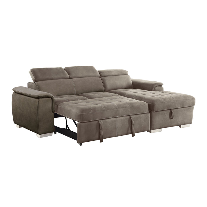 Ferriday Taupe Storage Sleeper Sectional