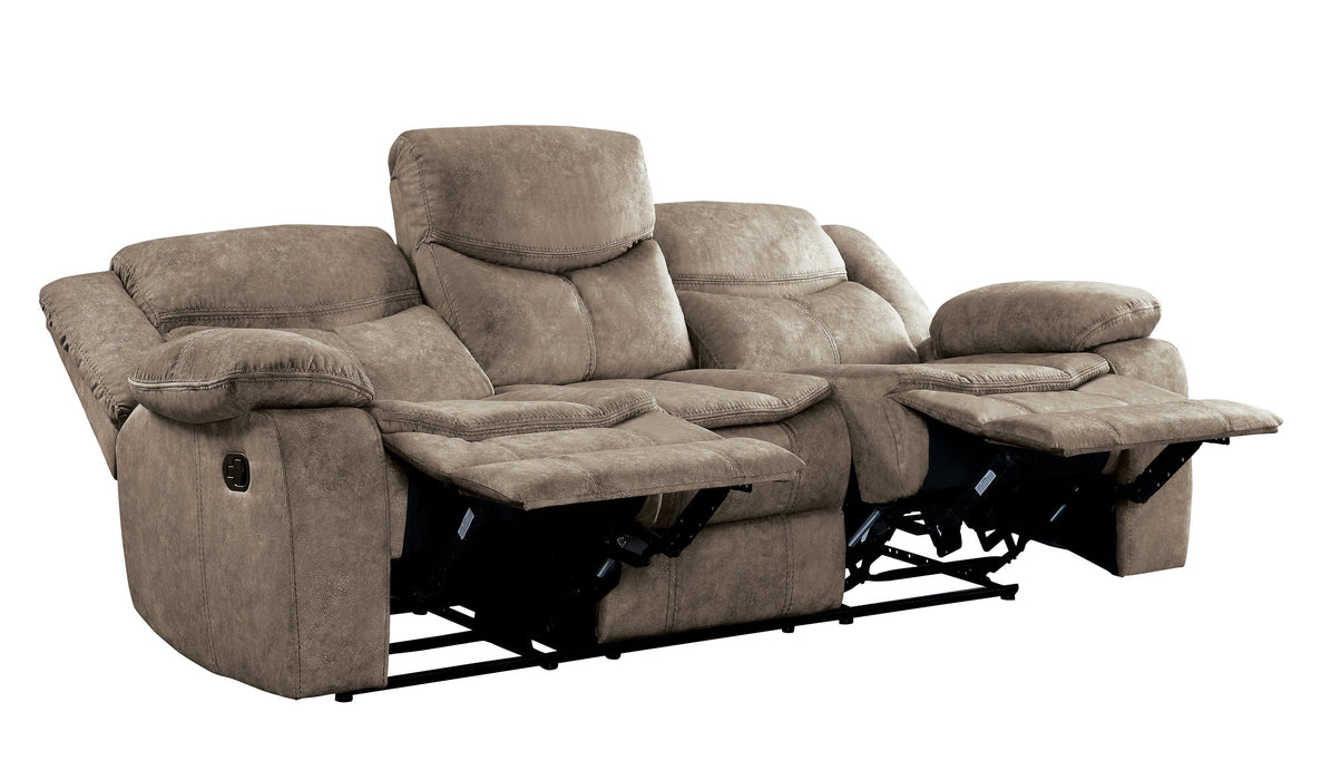 Bastrop Brown Fabric Double Reclining Sofa