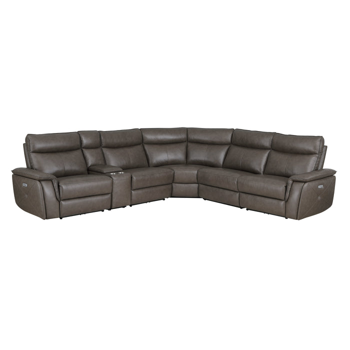 Maroni Dark Brown Leather 6-Piece Modular Power Reclining Sectional