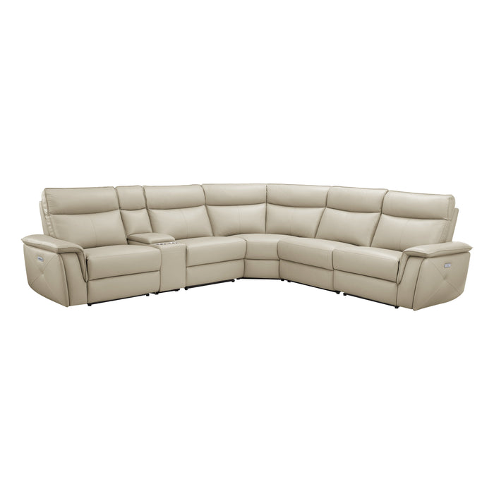 Maroni Taupe Leather 6-Piece Modular Power Reclining Sectional