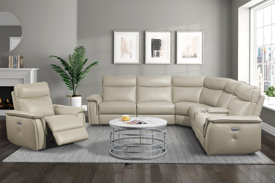 Maroni Taupe Leather 6-Piece Modular Power Reclining Sectional