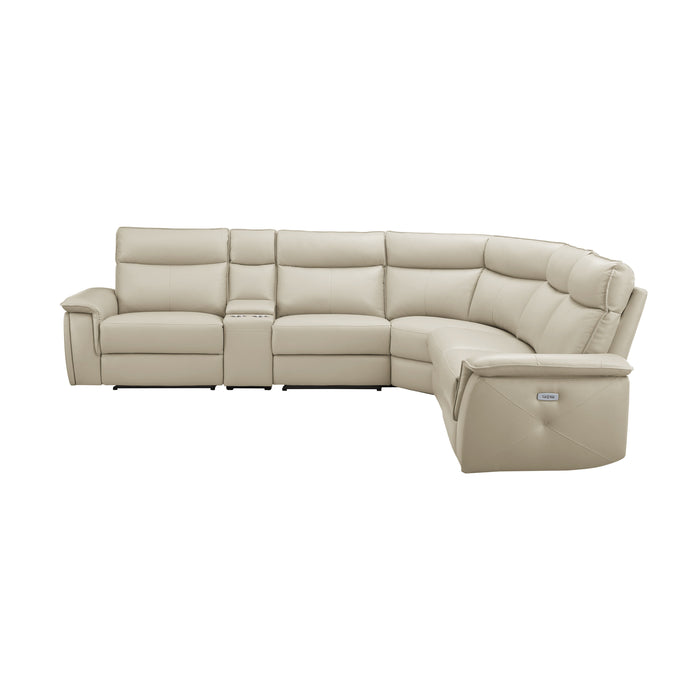 Maroni Taupe Leather 6-Piece Modular Power Reclining Sectional