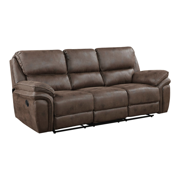 Proctor Brown Microfiber Double Reclining Sofa