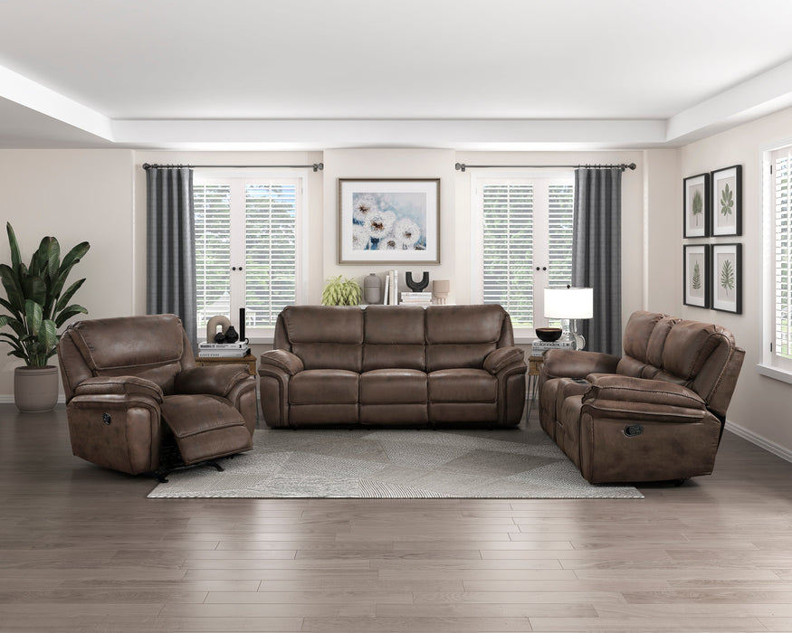 Proctor Brown Microfiber Double Reclining Sofa