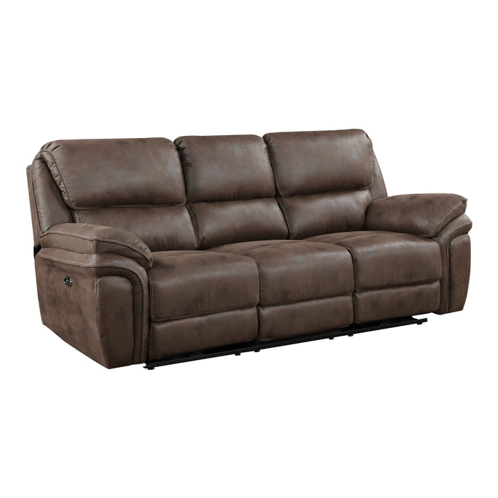 Proctor Brown Microfiber Power Double Reclining Sofa