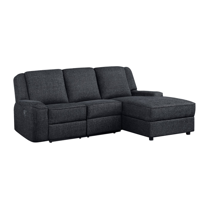 Monterey Ebony Chenille Reclining Sectional with Right Chaise