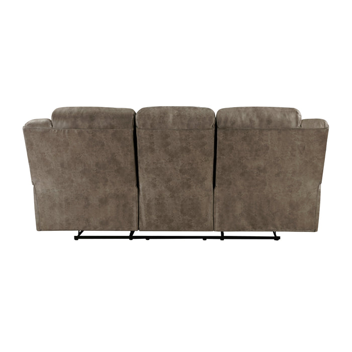 Hazen Brown Microfiber Double Reclining Sofa