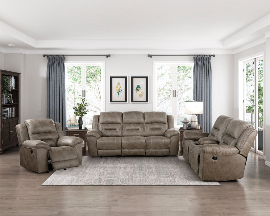 Hazen Brown Microfiber Double Reclining Sofa