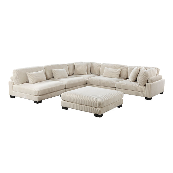 Traverse Beige Corduroy Ottoman