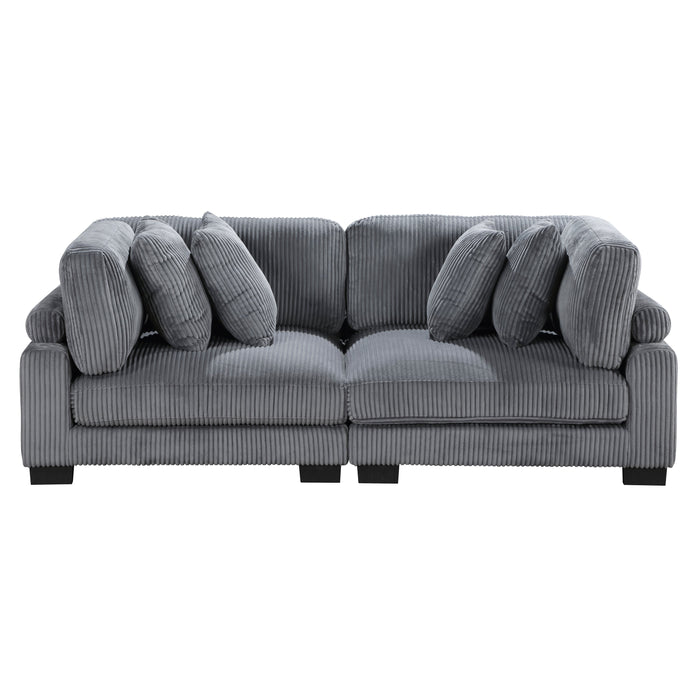 Traverse Gray Corduroy 2-Piece Loveseat